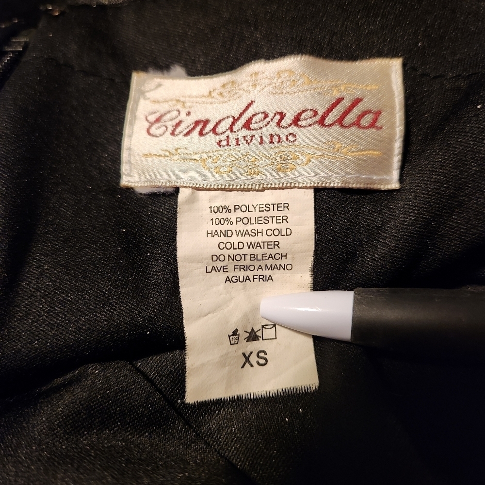 Cinderella Divine Black Strapless Evening Gown - Picture 8 of 8
